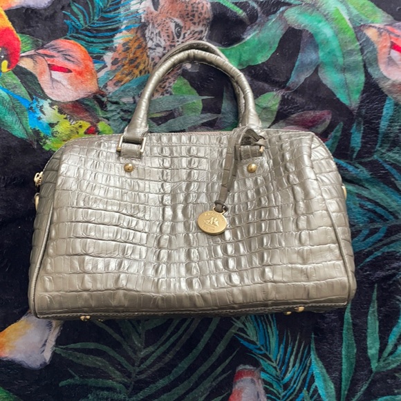 Brahmin Handbags - Brahmin Gray Melbourne Embossed Leather Satchel